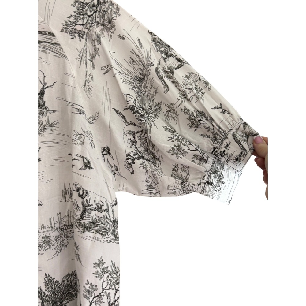 Umgee‎ Toile Puff Sleeve Blouse Top sz Md NWOT Rayon - Picture 8 of 12
